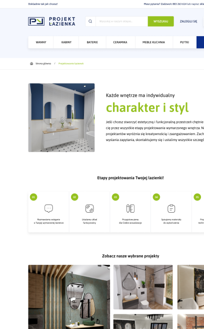 zaprojetowany sklep internetowy wersja desktopowa